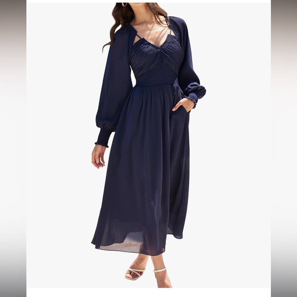 NWT Long Sleeve Chiffon Midi Dress
